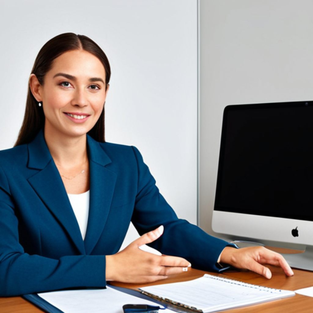 **
"A professional businesswoman in a modest business suit, sitting at a desk in a modern office, fully clothed, appropriate attire, safe for work, perfect anatomy, natural proportions, professional photography, high quality, well-formed hands, proper finger count, natural body proportions, family-friendly."
**