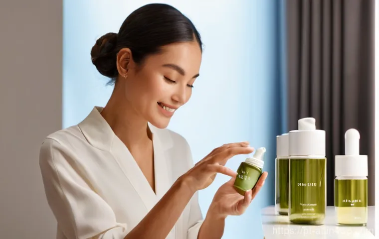 리필 화장품과 지속 가능한 패션 - **Sustainable Beauty Ritual: The Art of Refilling**
A serene and elegant image of a young woman ...